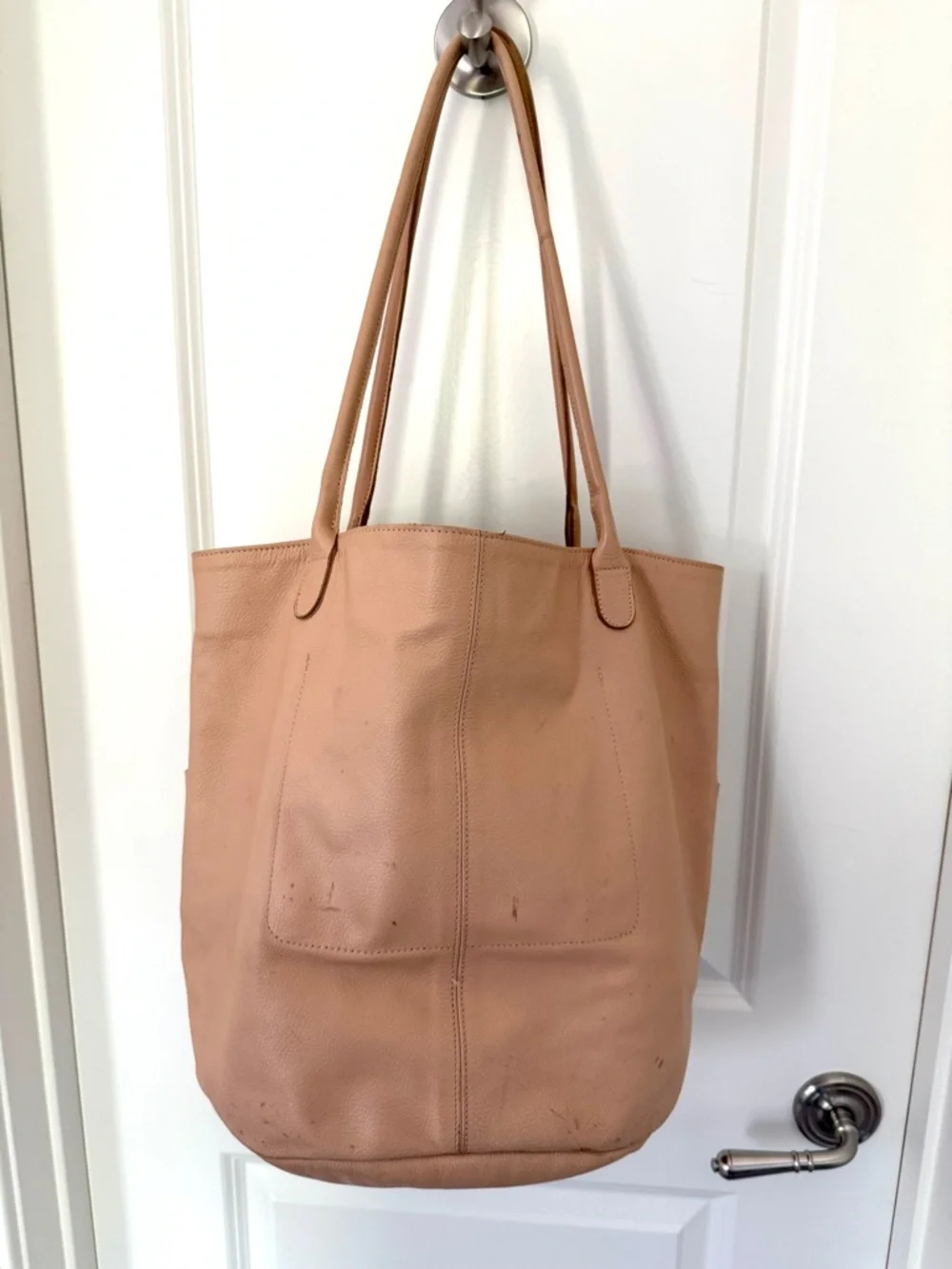 Joji & Co Delta Bucket knitting project Blush Tote Bag with 4 Exterior Pockets